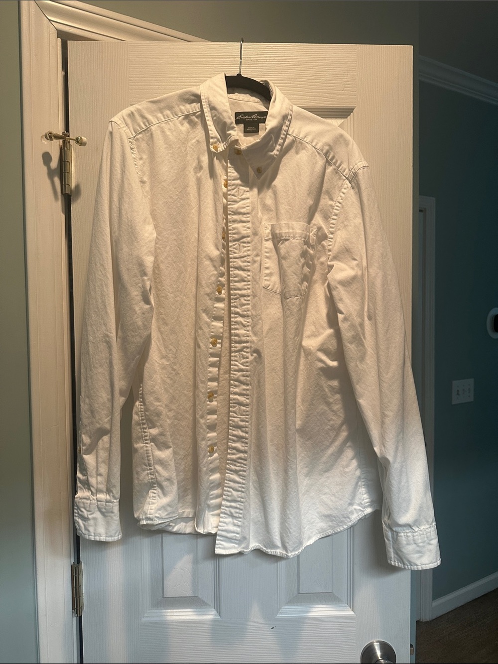 Eddie Bauer White Long-Sleeve Button-Down Shirt